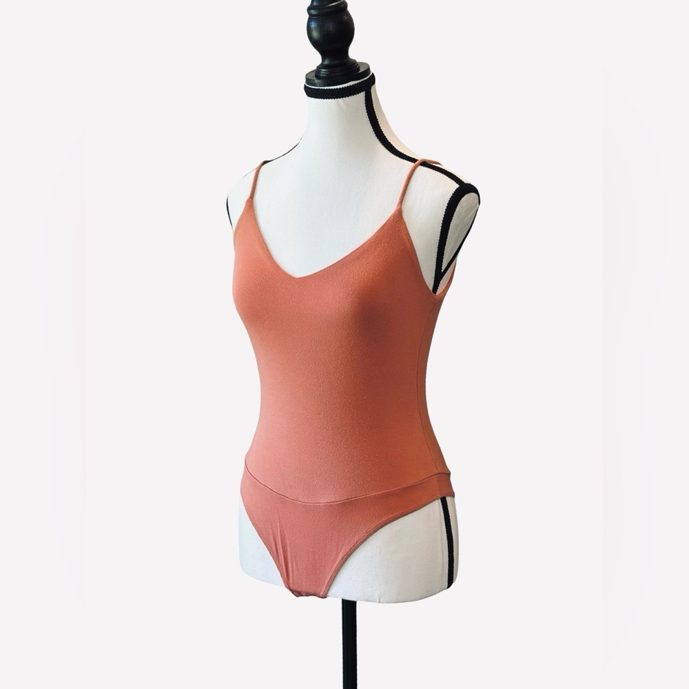 Final Touch Modal Peach Colored Bodysuit with Low Back - Small (Worn Once)